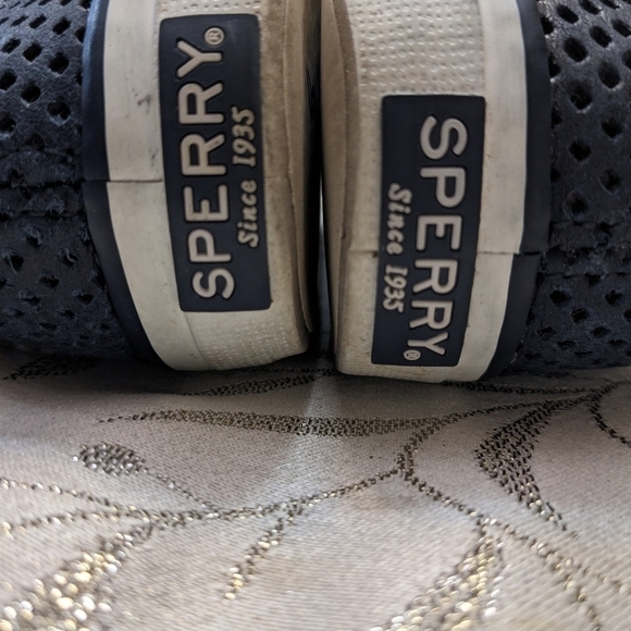 SPERRY SLIDES Dusty Blue Leather Slip On Sneakers Wm Sz 5 - Picture 4 of 11